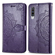 Coque Portefeuille Motif Fantaisie Livre Cuir Etui Clapet pour Samsung Galaxy A70 Violet