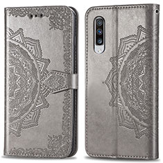 Coque Portefeuille Motif Fantaisie Livre Cuir Etui Clapet pour Samsung Galaxy A70S Gris