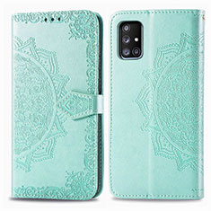 Coque Portefeuille Motif Fantaisie Livre Cuir Etui Clapet pour Samsung Galaxy A71 4G A715 Vert