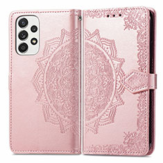 Coque Portefeuille Motif Fantaisie Livre Cuir Etui Clapet pour Samsung Galaxy A73 5G Or Rose