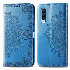 Coque Portefeuille Motif Fantaisie Livre Cuir Etui Clapet pour Samsung Galaxy A90 5G Bleu