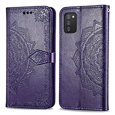 Coque Portefeuille Motif Fantaisie Livre Cuir Etui Clapet pour Samsung Galaxy F02S SM-E025F Violet