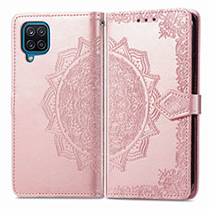 Coque Portefeuille Motif Fantaisie Livre Cuir Etui Clapet pour Samsung Galaxy F12 Or Rose