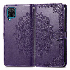 Coque Portefeuille Motif Fantaisie Livre Cuir Etui Clapet pour Samsung Galaxy F12 Violet