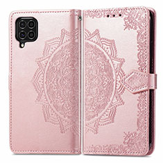 Coque Portefeuille Motif Fantaisie Livre Cuir Etui Clapet pour Samsung Galaxy F62 5G Or Rose