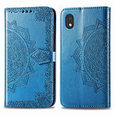 Coque Portefeuille Motif Fantaisie Livre Cuir Etui Clapet pour Samsung Galaxy M01 Core Bleu