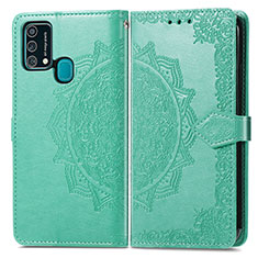 Coque Portefeuille Motif Fantaisie Livre Cuir Etui Clapet pour Samsung Galaxy M21s Vert