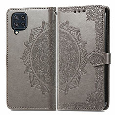 Coque Portefeuille Motif Fantaisie Livre Cuir Etui Clapet pour Samsung Galaxy M32 4G Gris