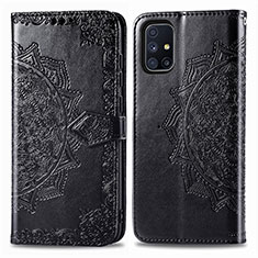 Coque Portefeuille Motif Fantaisie Livre Cuir Etui Clapet pour Samsung Galaxy M51 Noir