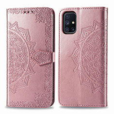 Coque Portefeuille Motif Fantaisie Livre Cuir Etui Clapet pour Samsung Galaxy M51 Or Rose