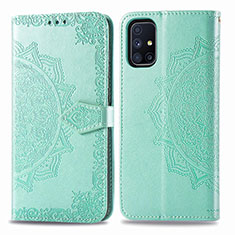 Coque Portefeuille Motif Fantaisie Livre Cuir Etui Clapet pour Samsung Galaxy M51 Vert