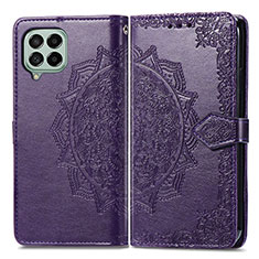 Coque Portefeuille Motif Fantaisie Livre Cuir Etui Clapet pour Samsung Galaxy M53 5G Violet