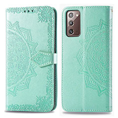 Coque Portefeuille Motif Fantaisie Livre Cuir Etui Clapet pour Samsung Galaxy Note 20 5G Vert