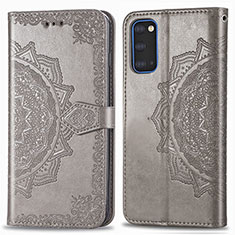 Coque Portefeuille Motif Fantaisie Livre Cuir Etui Clapet pour Samsung Galaxy S20 5G Gris