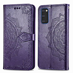 Coque Portefeuille Motif Fantaisie Livre Cuir Etui Clapet pour Samsung Galaxy S20 5G Violet