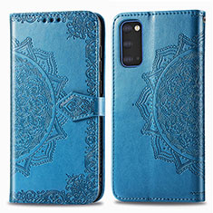 Coque Portefeuille Motif Fantaisie Livre Cuir Etui Clapet pour Samsung Galaxy S20 Bleu