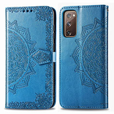 Coque Portefeuille Motif Fantaisie Livre Cuir Etui Clapet pour Samsung Galaxy S20 Lite 5G Bleu