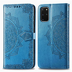 Coque Portefeuille Motif Fantaisie Livre Cuir Etui Clapet pour Samsung Galaxy S20 Plus Bleu