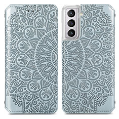 Coque Portefeuille Motif Fantaisie Livre Cuir Etui Clapet pour Samsung Galaxy S21 5G Gris