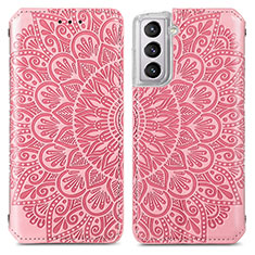 Coque Portefeuille Motif Fantaisie Livre Cuir Etui Clapet pour Samsung Galaxy S21 5G Or Rose