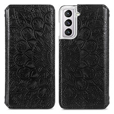 Coque Portefeuille Motif Fantaisie Livre Cuir Etui Clapet pour Samsung Galaxy S21 FE 5G Noir