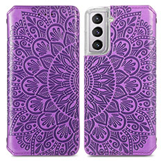 Coque Portefeuille Motif Fantaisie Livre Cuir Etui Clapet pour Samsung Galaxy S21 FE 5G Violet