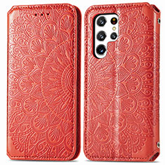 Coque Portefeuille Motif Fantaisie Livre Cuir Etui Clapet pour Samsung Galaxy S23 Ultra 5G Rouge