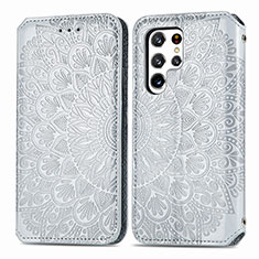 Coque Portefeuille Motif Fantaisie Livre Cuir Etui Clapet pour Samsung Galaxy S25 Ultra 5G Gris