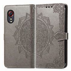 Coque Portefeuille Motif Fantaisie Livre Cuir Etui Clapet pour Samsung Galaxy XCover 5 SM-G525F Gris