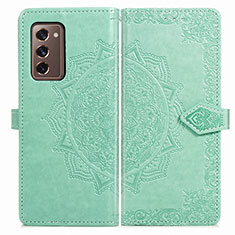 Coque Portefeuille Motif Fantaisie Livre Cuir Etui Clapet pour Samsung Galaxy Z Fold2 5G Vert