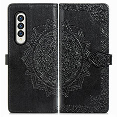 Coque Portefeuille Motif Fantaisie Livre Cuir Etui Clapet pour Samsung Galaxy Z Fold3 5G Noir