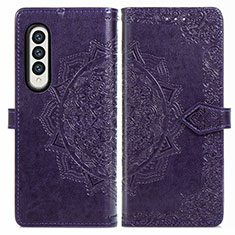 Coque Portefeuille Motif Fantaisie Livre Cuir Etui Clapet pour Samsung Galaxy Z Fold4 5G Violet