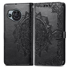 Coque Portefeuille Motif Fantaisie Livre Cuir Etui Clapet pour Sharp Aquos R8 Noir