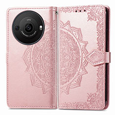 Coque Portefeuille Motif Fantaisie Livre Cuir Etui Clapet pour Sharp Aquos R8s Pro Or Rose