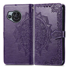 Coque Portefeuille Motif Fantaisie Livre Cuir Etui Clapet pour Sharp Aquos R8s Violet