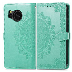 Coque Portefeuille Motif Fantaisie Livre Cuir Etui Clapet pour Sharp Aquos Sense8 Vert