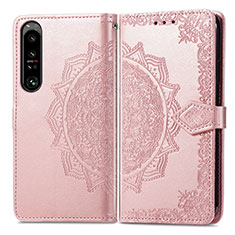 Coque Portefeuille Motif Fantaisie Livre Cuir Etui Clapet pour Sony Xperia 1 IV Or Rose