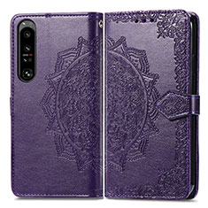 Coque Portefeuille Motif Fantaisie Livre Cuir Etui Clapet pour Sony Xperia 1 IV Violet