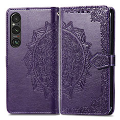 Coque Portefeuille Motif Fantaisie Livre Cuir Etui Clapet pour Sony Xperia 1 V Violet