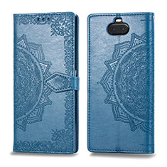 Coque Portefeuille Motif Fantaisie Livre Cuir Etui Clapet pour Sony Xperia 10 Bleu