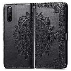 Coque Portefeuille Motif Fantaisie Livre Cuir Etui Clapet pour Sony Xperia 10 III Noir