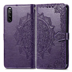 Coque Portefeuille Motif Fantaisie Livre Cuir Etui Clapet pour Sony Xperia 10 III SO-52B Violet