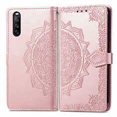 Coque Portefeuille Motif Fantaisie Livre Cuir Etui Clapet pour Sony Xperia 10 III SOG04 Or Rose