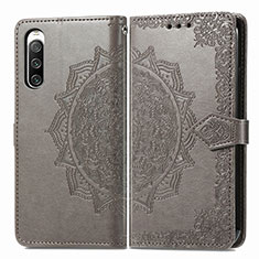 Coque Portefeuille Motif Fantaisie Livre Cuir Etui Clapet pour Sony Xperia 10 IV Gris