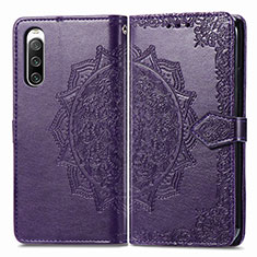 Coque Portefeuille Motif Fantaisie Livre Cuir Etui Clapet pour Sony Xperia 10 IV SOG07 Violet