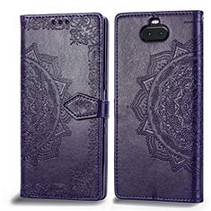 Coque Portefeuille Motif Fantaisie Livre Cuir Etui Clapet pour Sony Xperia 10 Violet