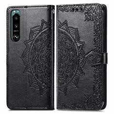 Coque Portefeuille Motif Fantaisie Livre Cuir Etui Clapet pour Sony Xperia 5 III Noir