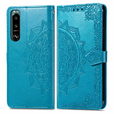 Coque Portefeuille Motif Fantaisie Livre Cuir Etui Clapet pour Sony Xperia 5 III SO-53B Bleu