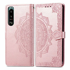 Coque Portefeuille Motif Fantaisie Livre Cuir Etui Clapet pour Sony Xperia 5 III SO-53B Or Rose