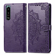 Coque Portefeuille Motif Fantaisie Livre Cuir Etui Clapet pour Sony Xperia 5 III SO-53B Violet